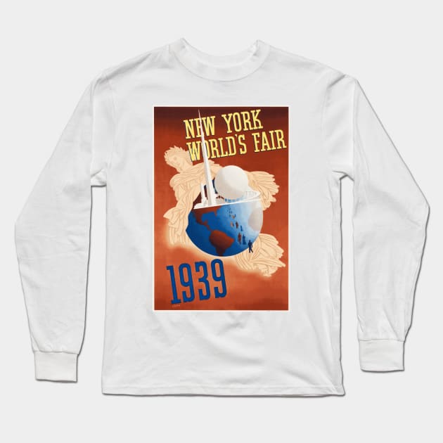 1939 New York World's Fair Poster Design Long Sleeve T-Shirt by Naves